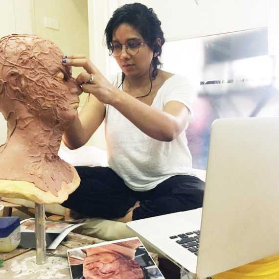 Preetisheel Singh at work in her studio Da Makeup Lab. – Pic 1.