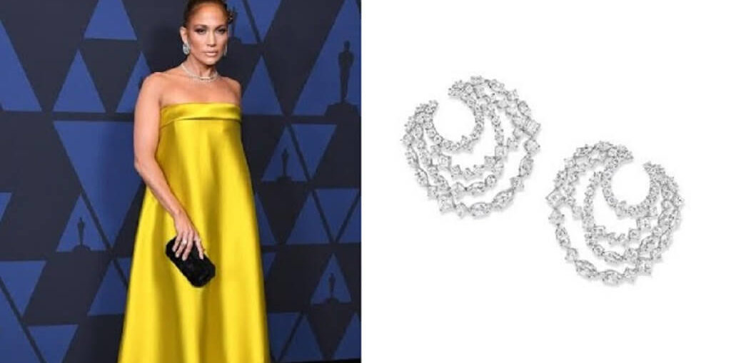 Jennifer Lopez Wears Harry Winston Platinum Jewelry Set at’ 11th Annual Governors Awards”