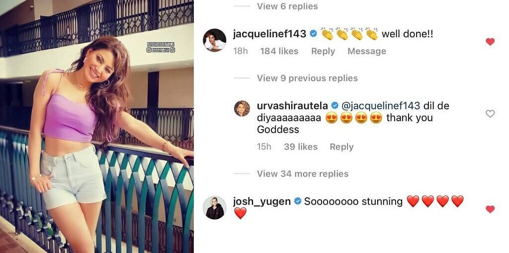 Urvashi Rautela gets congratulated by Jacqueline Fernandez