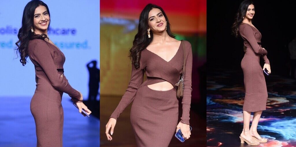 Kashika Kapoor's Brown Dress with a Plunging Neckline