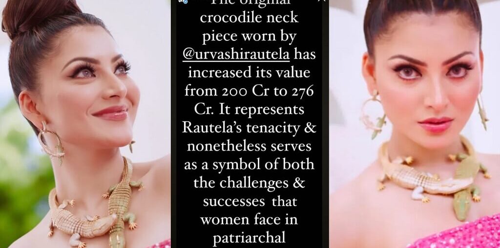 Urvashi Rautela’s original crocodile neckpiece increased