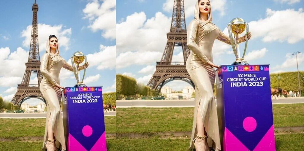 Urvashi Rautela Unveiling the Cricket World Cup 2023 Trophy