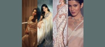 Bollywood Actresses in Neutral Tone Sarees