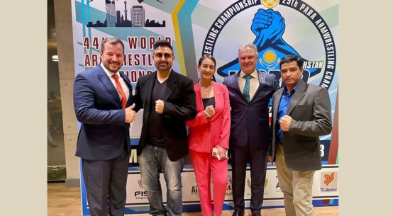 Parvin Dabas and Preeti Jhangiani at the World Armwrestling Federation in Kazakhstan