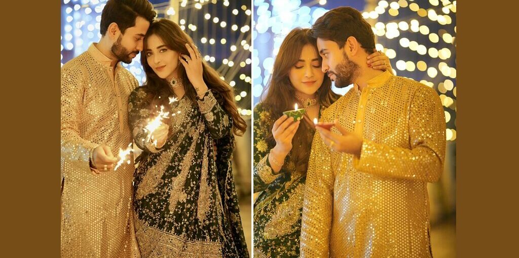 Angela Krislinzki and hubby Madhav Mahajan first Diwali