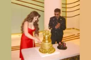 Urvashi Rautela cuts a massive real 24 carat gold cake