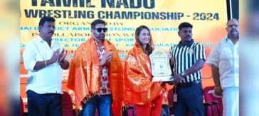 Parvin Dabas inaugurates the Armwrestling table at Tamil Nadu State Armwrestling Championship 2024